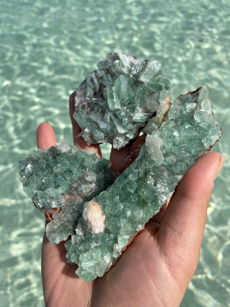 RARE Green Apophyllite with Mordenite Clusters